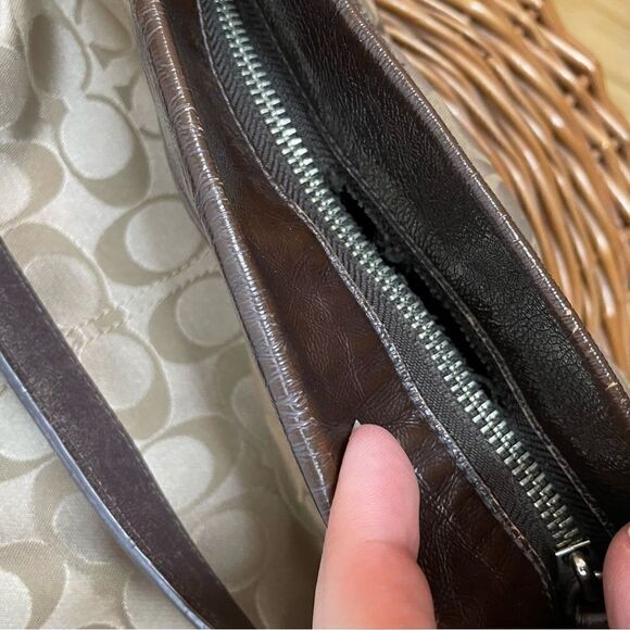 Coach Ashley Sateen Signature C Hobo Crossbody Bag Purse Brown Tan Hippie - Picture 9 of 11